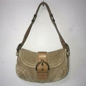 Coach Tan Suede Shoulder Hobo Bag